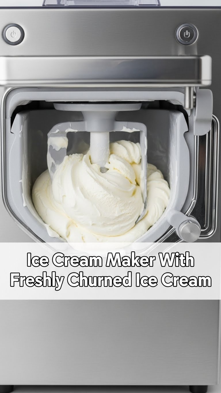 Ice Cream Maker With Freshly Churned Ice Cream