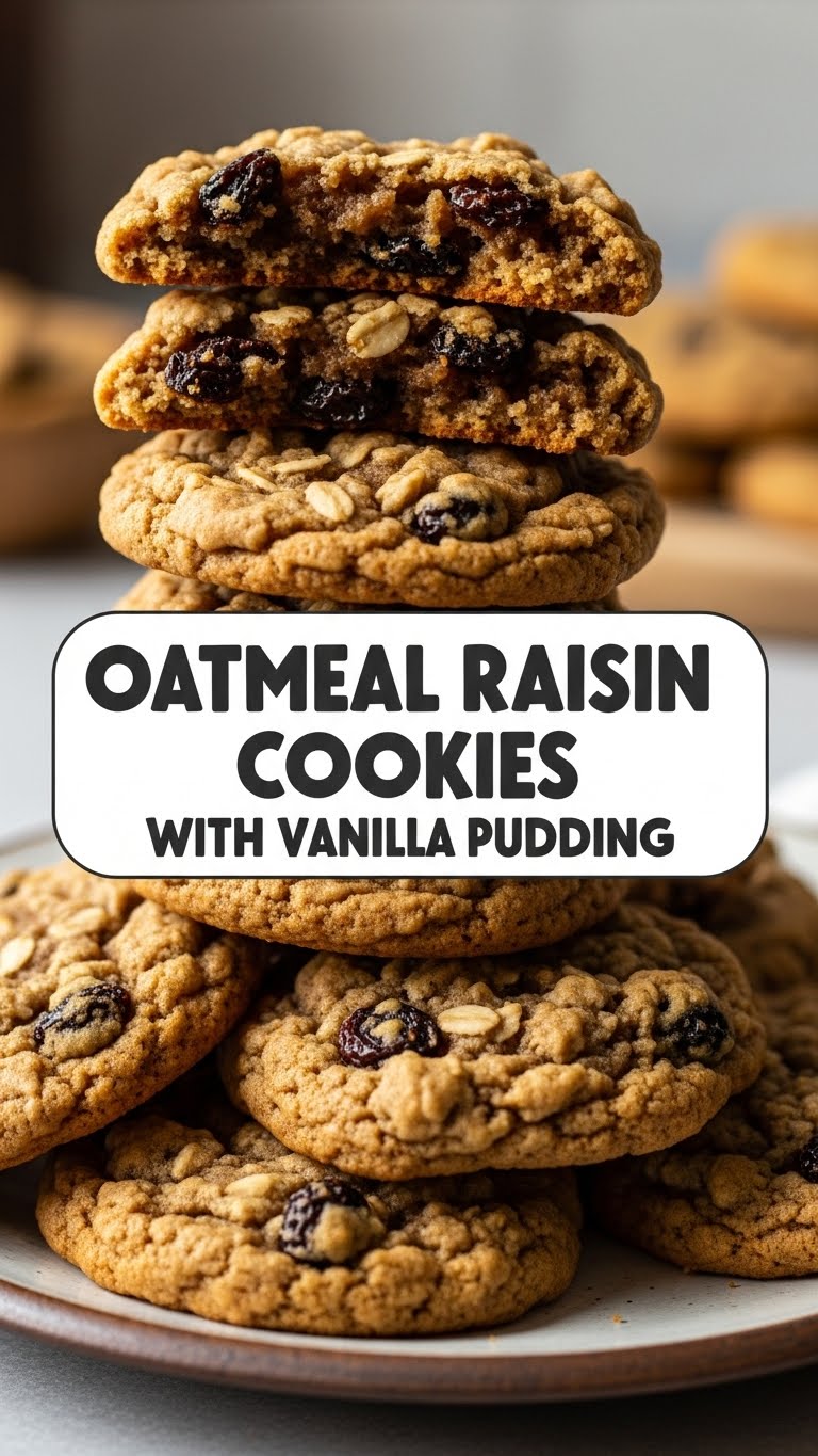 Oatmeal Raisin Cookies With Vanilla Pudding