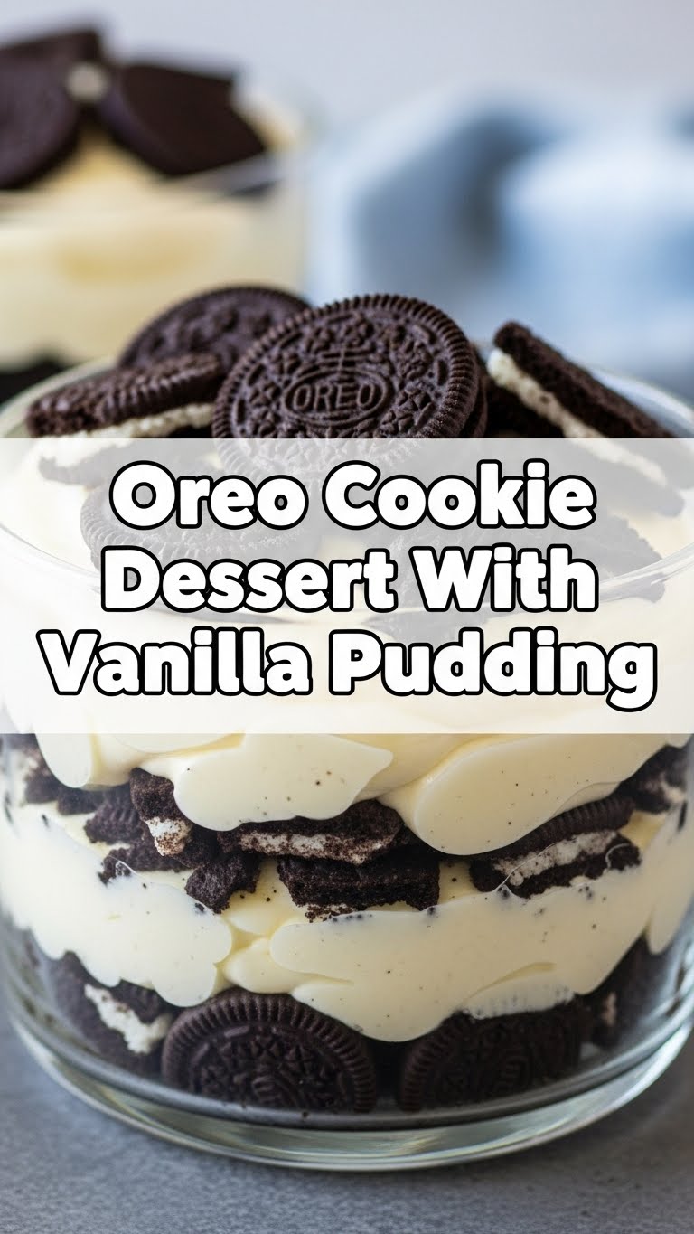 Oreo Cookie Dessert With Vanilla Pudding
