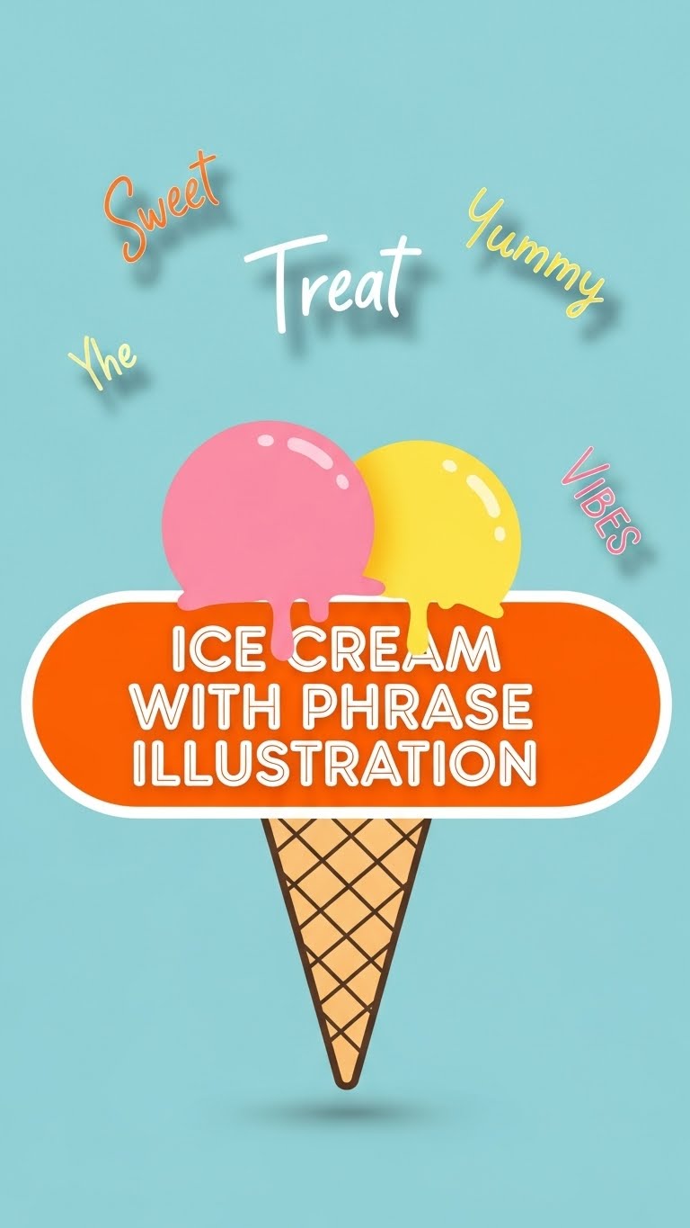 Ice Cream With Phrase Illustration