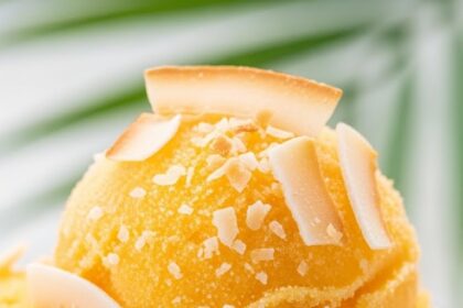 Mango Sorbet With Coconut Flakes