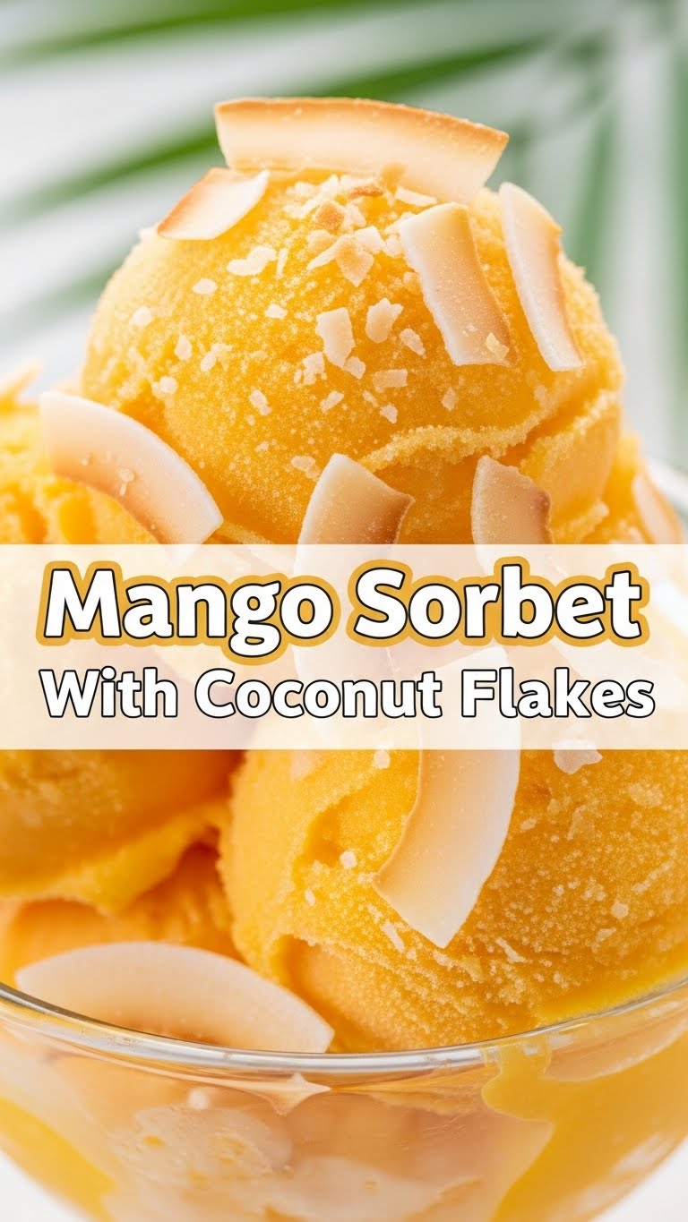 Mango Sorbet With Coconut Flakes