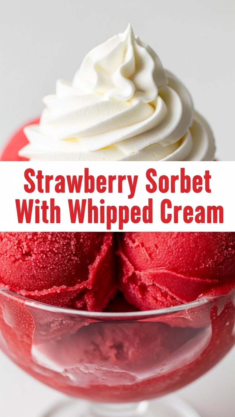 Strawberry Sorbet With Whipped Cream