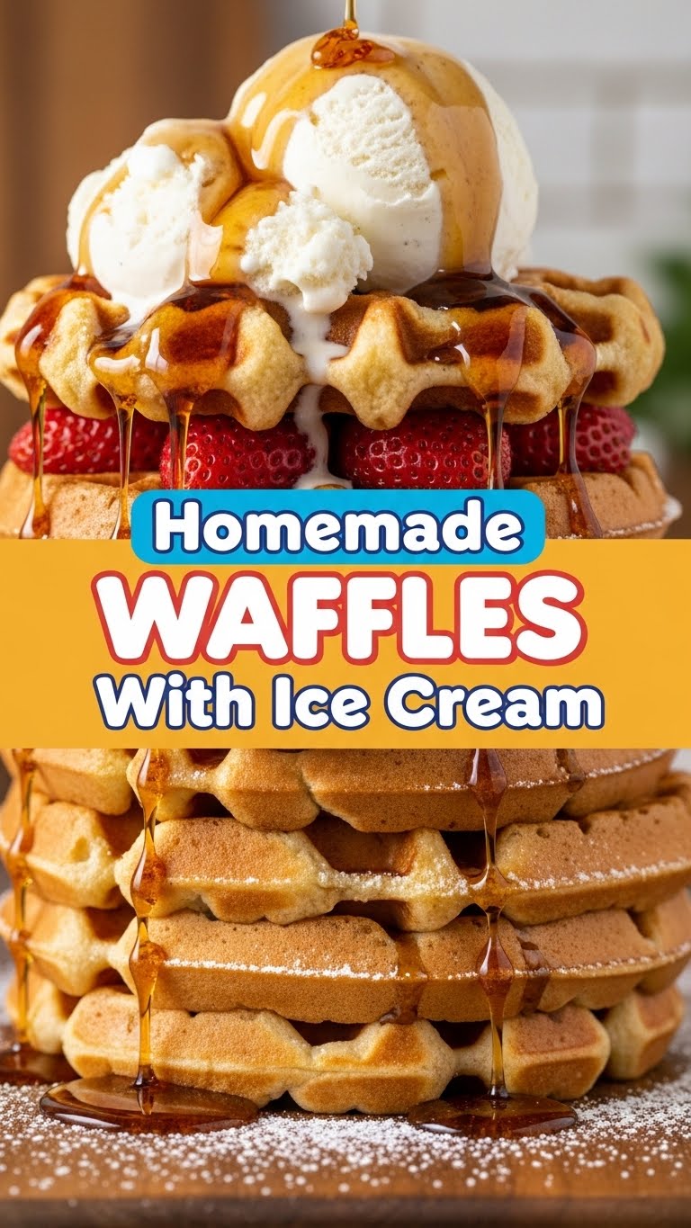 Homemade Waffles With Ice Cream
