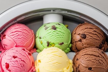 Ice Cream Maker With Colorful Ice Cream