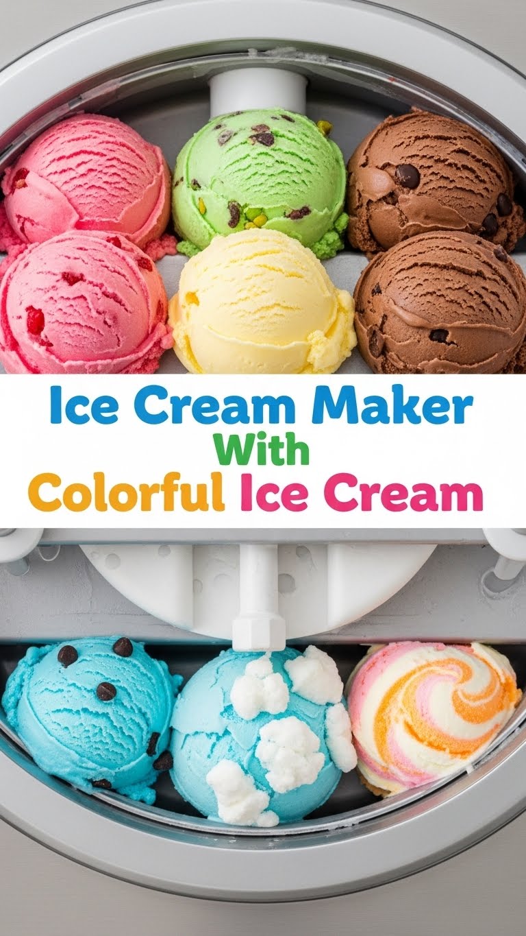 Ice Cream Maker With Colorful Ice Cream