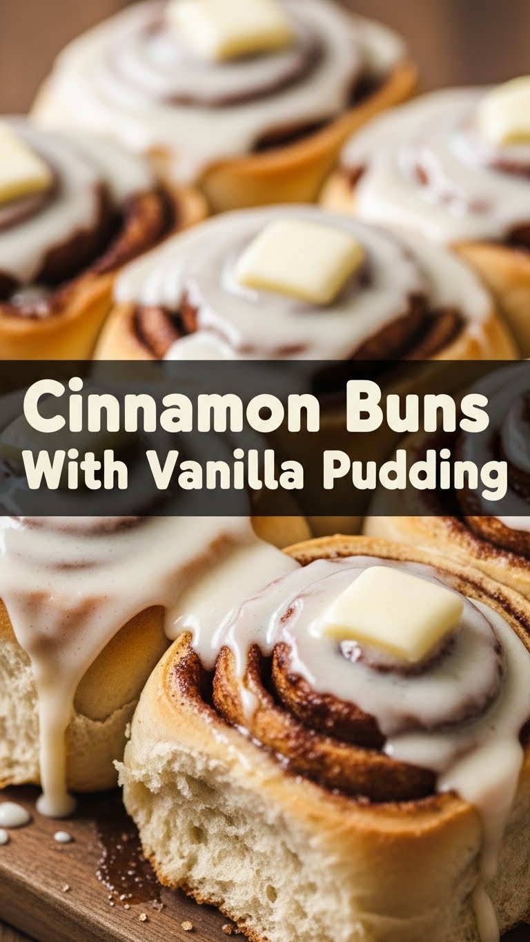 Cinnamon Buns With Vanilla Pudding