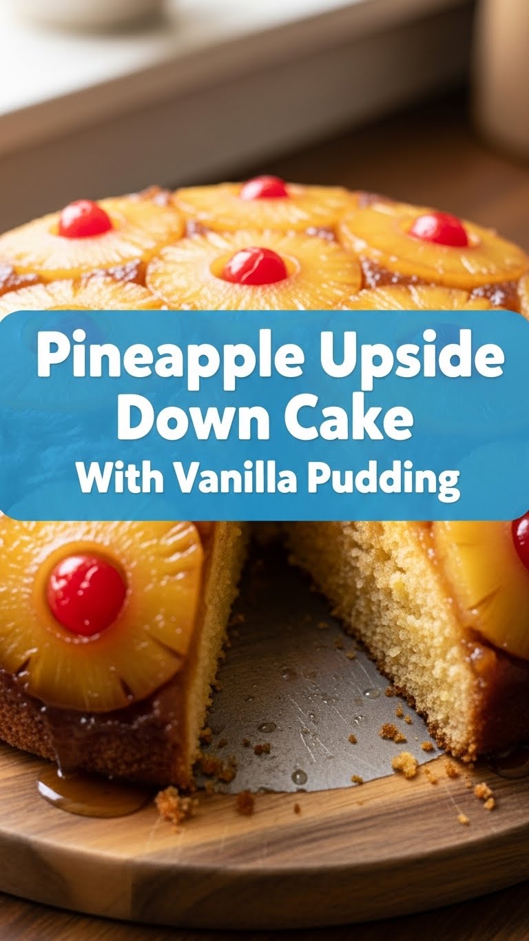 Pineapple Upside Down Cake With Vanilla Pudding