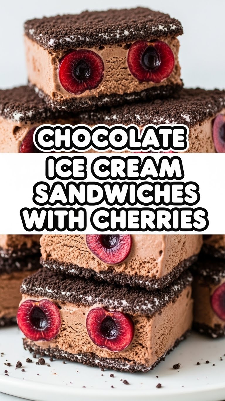 Chocolate Ice Cream Sandwiches With Cherries
