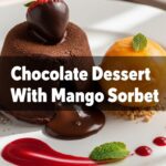 Chocolate Dessert With Mango Sorbet