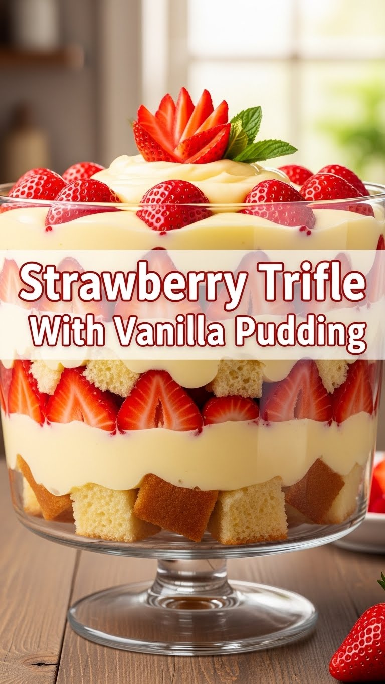 Strawberry Trifle With Vanilla Pudding