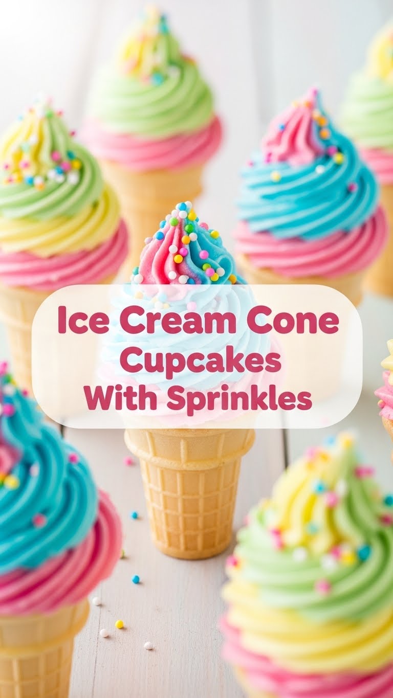 Ice Cream Cone Cupcakes With Sprinkles