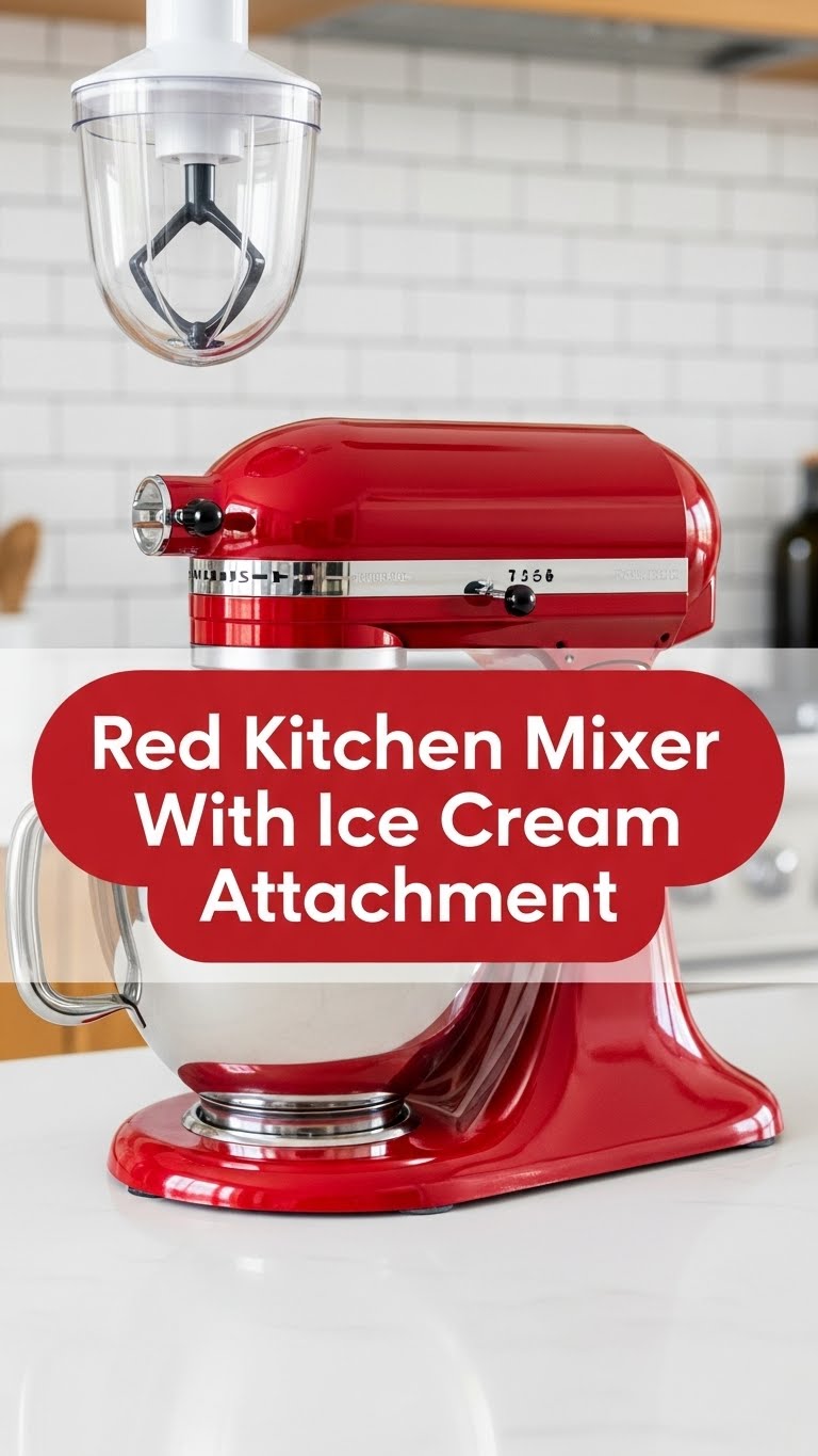 Red Kitchen Mixer With Ice Cream Attachment