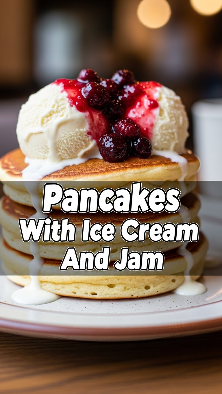Pancakes With Ice Cream And Jam
