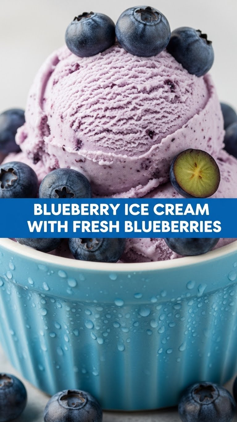 Blueberry Ice Cream With Fresh Blueberries