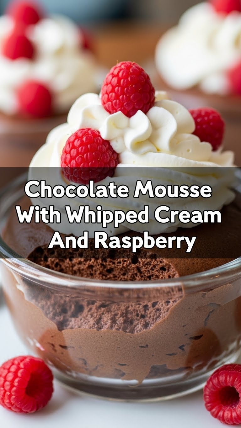 Chocolate Mousse With Whipped Cream And Raspberry