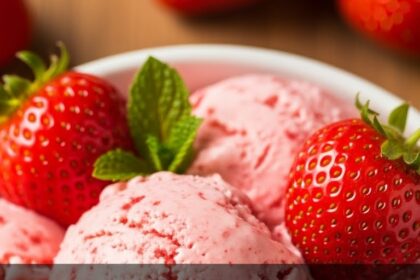 Strawberry Ice Cream With Fresh Berries