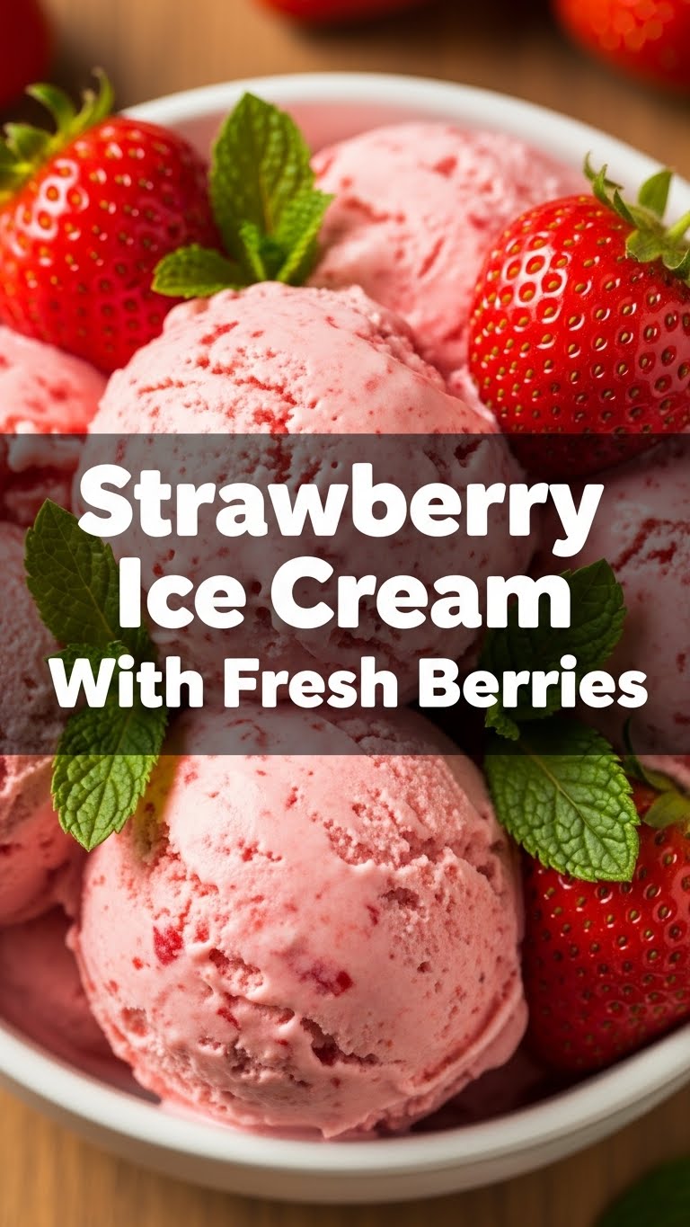 Strawberry Ice Cream With Fresh Berries