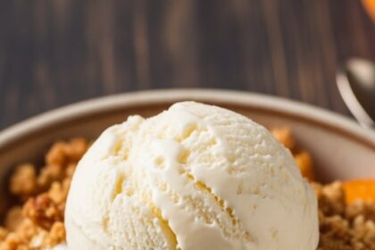 Apricot Crumble Dessert With Ice Cream