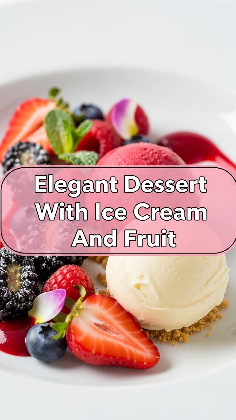 Elegant Dessert With Ice Cream And Fruit