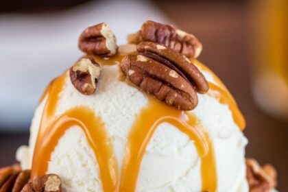 Vanilla Ice Cream With Caramel And Pecans