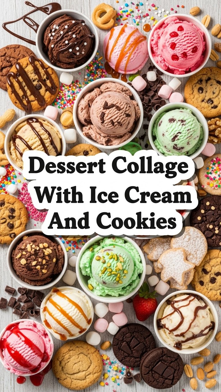 Dessert Collage With Ice Cream And Cookies