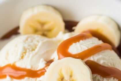 Banana Ice Cream With Salted Maple Caramel Sauce