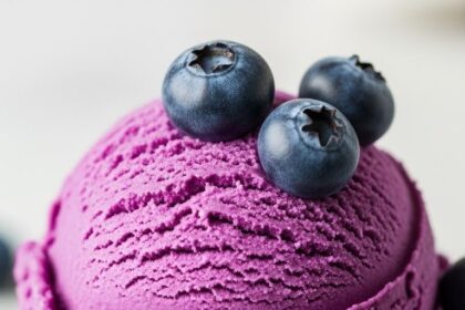 Purple Ice Cream With Blueberries