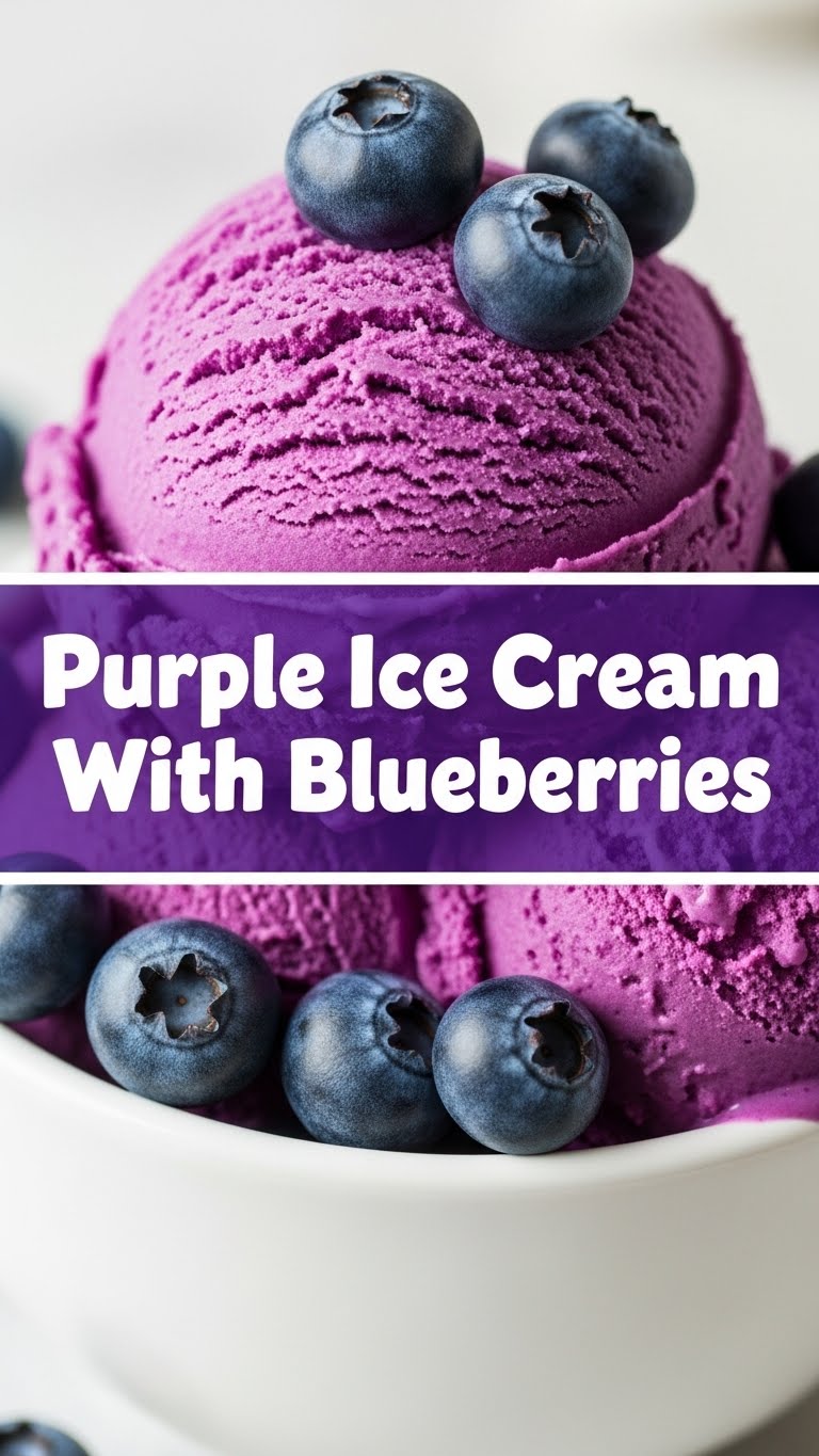 Purple Ice Cream With Blueberries