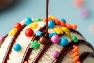 Ice Cream With Chocolate Sauce And Sprinkles