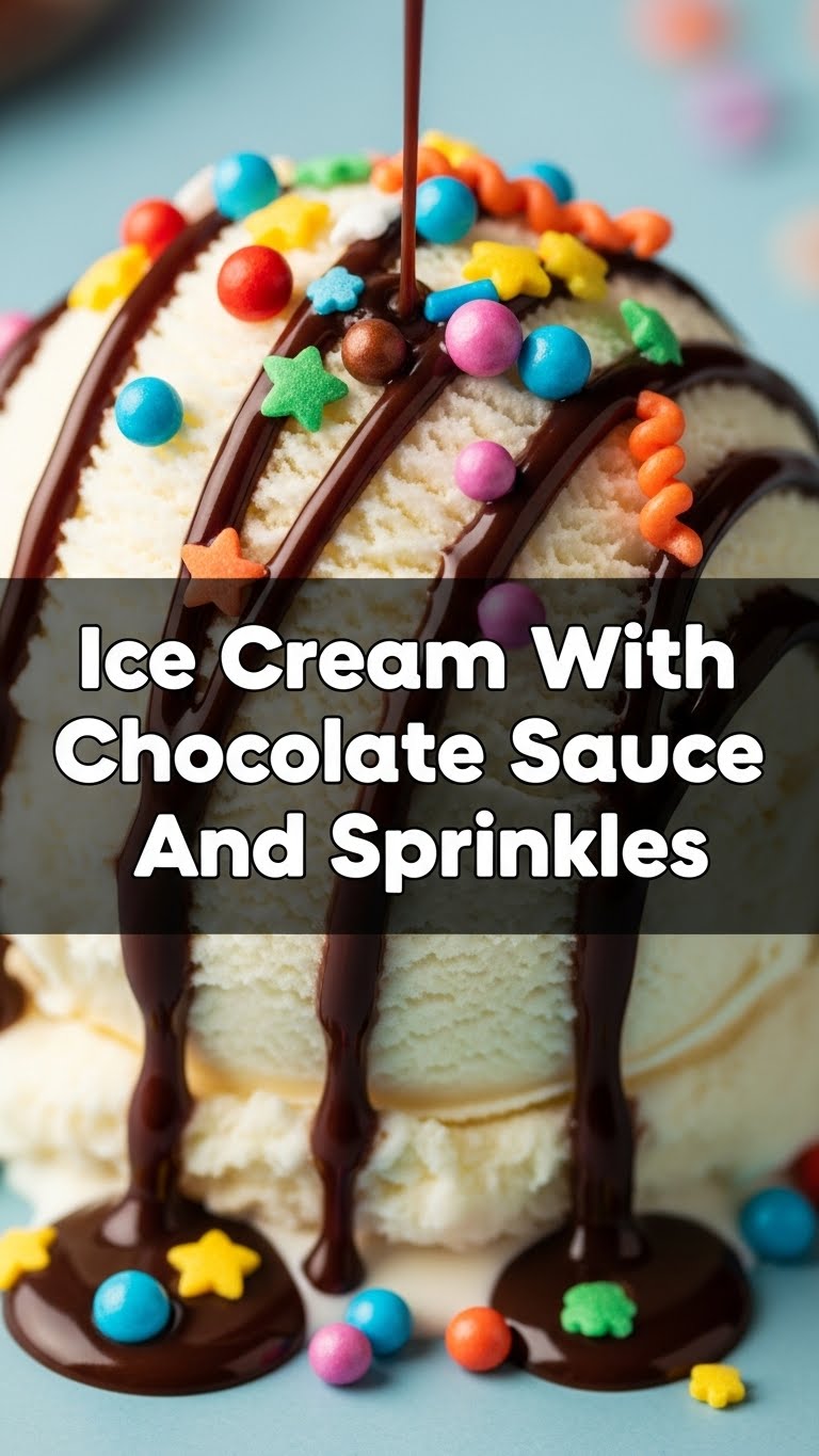 Ice Cream With Chocolate Sauce And Sprinkles