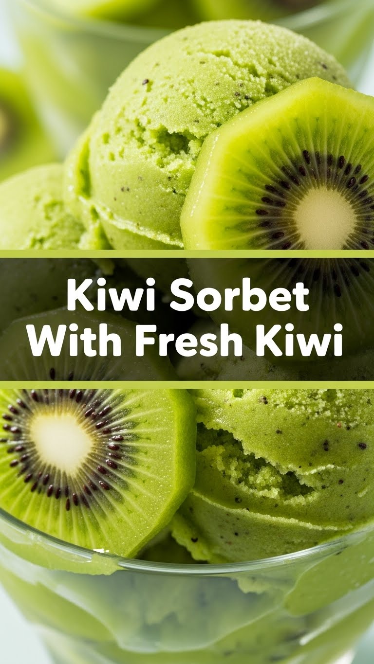 Kiwi Sorbet With Fresh Kiwi