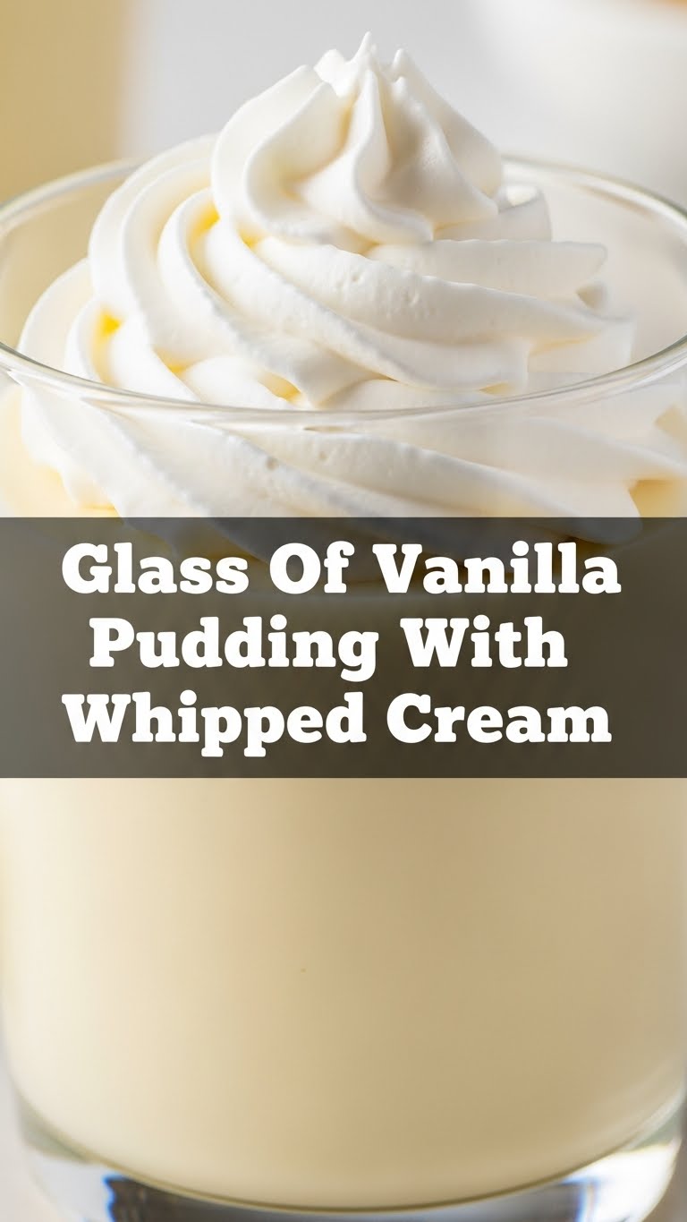 Glass Of Vanilla Pudding With Whipped Cream