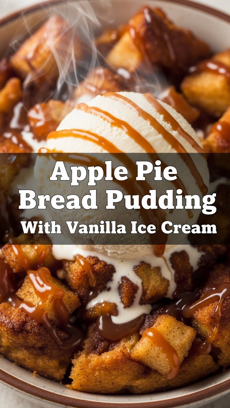 Apple Pie Bread Pudding With Vanilla Ice Cream