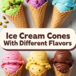 Ice Cream Cones With Different Flavors
