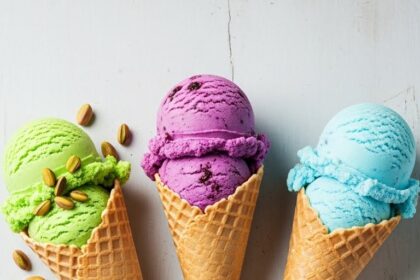 Ice Cream Cones With Different Flavors