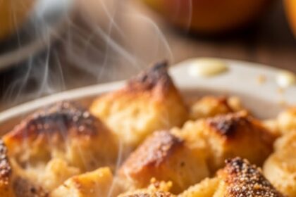 Apple Bread Pudding With Vanilla Custard