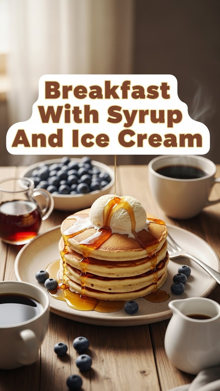 Breakfast With Syrup And Ice Cream
