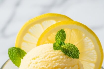 Lemon Sorbet With Lemon Slices