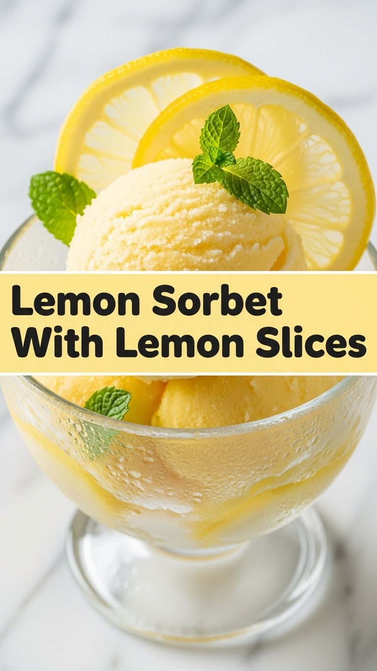 Lemon Sorbet With Lemon Slices