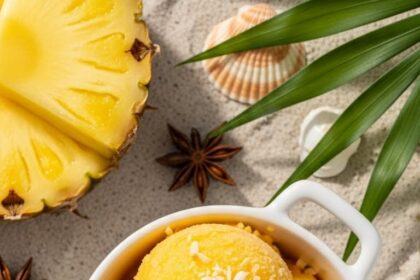 Pineapple Sorbet With Coconut Flakes