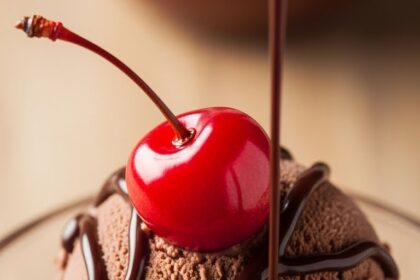 Chocolate Ice Cream With Cherry Topping