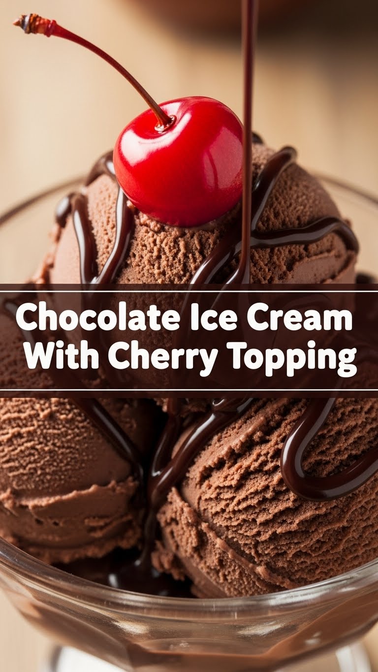 Chocolate Ice Cream With Cherry Topping