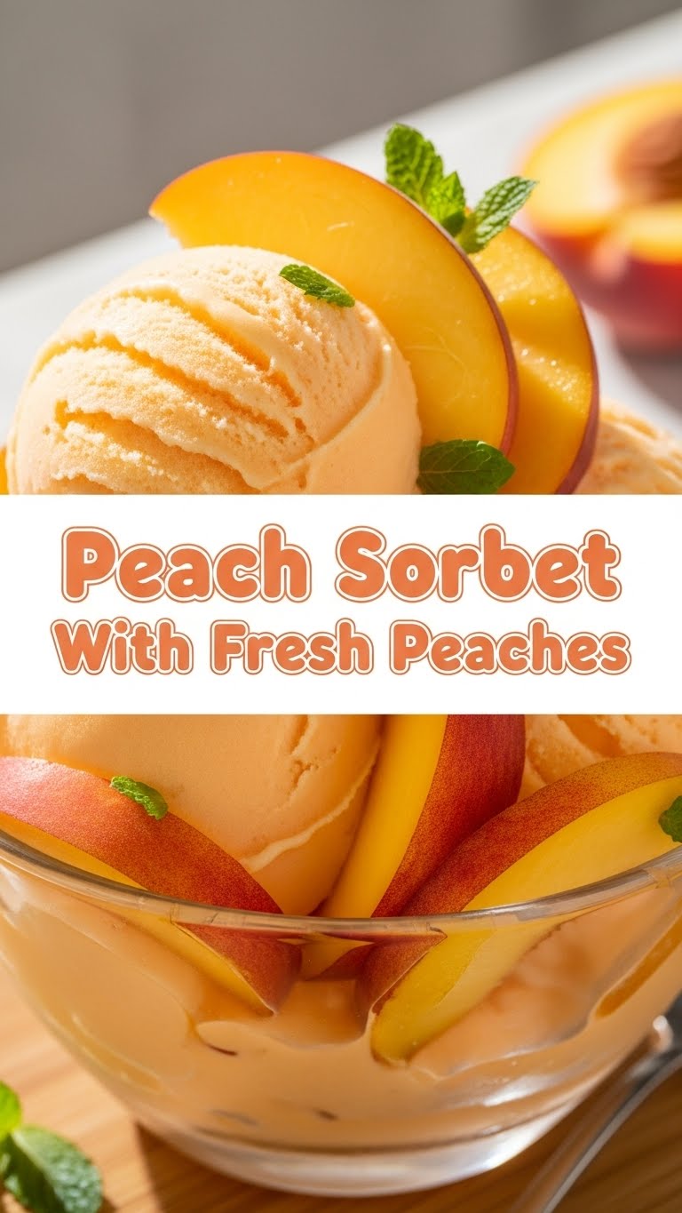 Peach Sorbet With Fresh Peaches