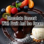 Chocolate Dessert With Fruit And Ice Cream