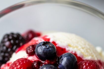 Vanilla Ice Cream With Berry Topping