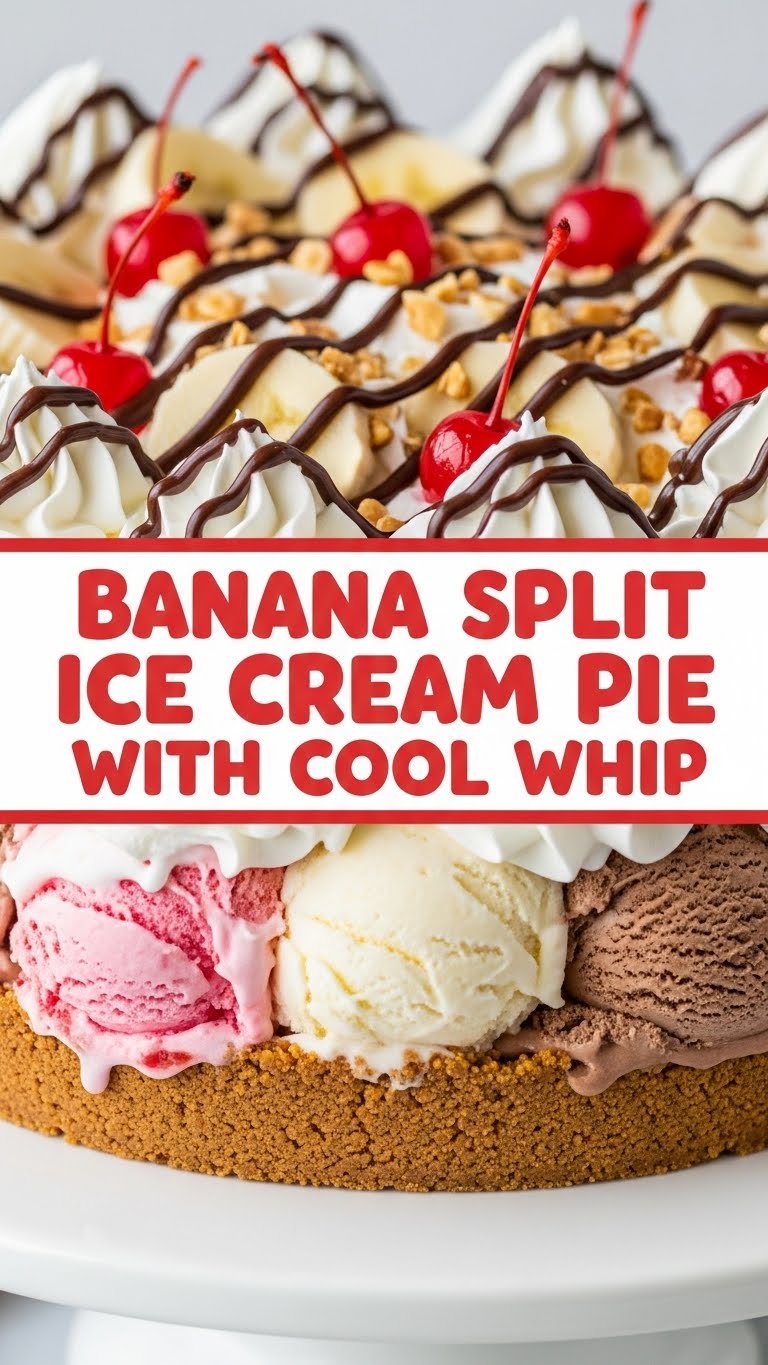 Banana Split Ice Cream Pie With Cool Whip