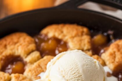 Homemade Apple Cobbler With Ice Cream