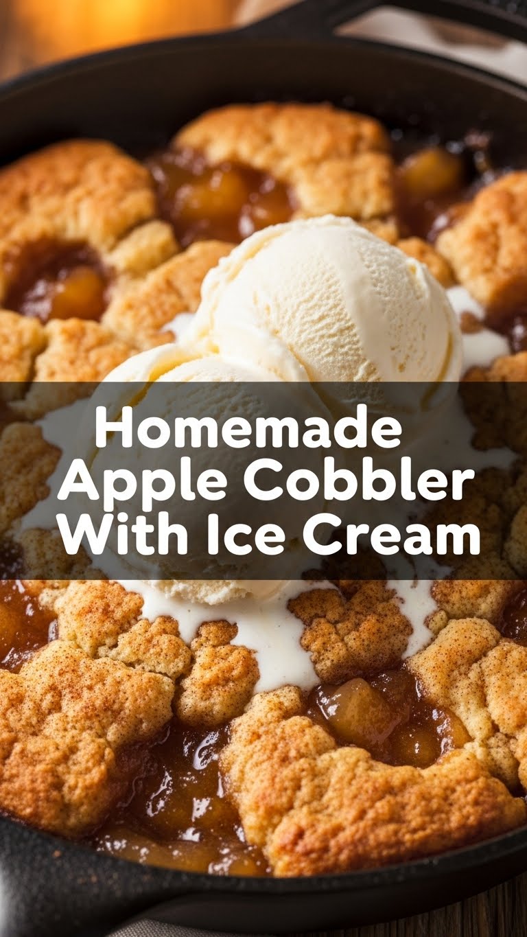 Homemade Apple Cobbler With Ice Cream