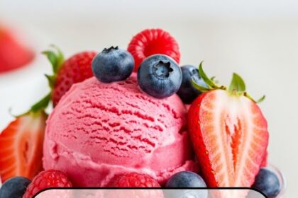 Strawberry Ice Cream With Fresh Fruit